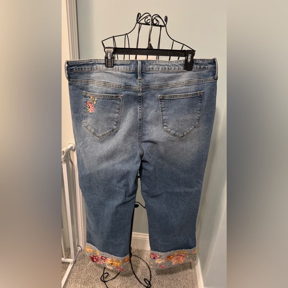 New Driftwood Jeans Women’s Sz 20 Collette Embroidered straight leg cropped - Picture 9 of 14
